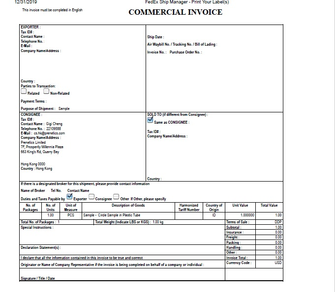 34 fedex commercial invoice template free pics invoice template ideas